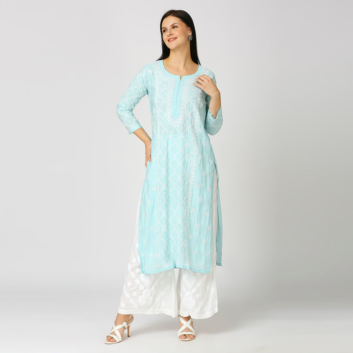 RAZIA MUSLIN CHIKANKARI KURTI