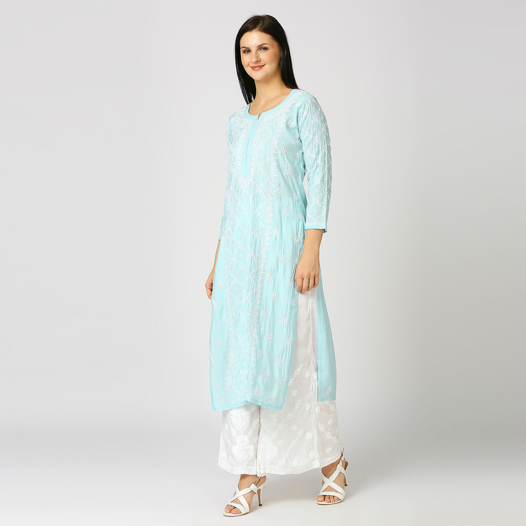 RAZIA MUSLIN CHIKANKARI KURTI