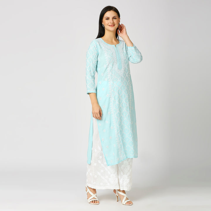 RAZIA MUSLIN CHIKANKARI KURTI