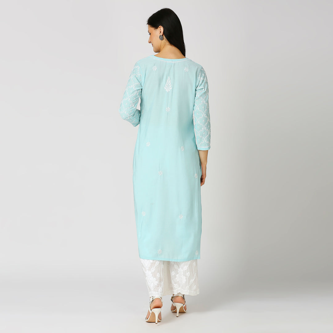 RAZIA MUSLIN CHIKANKARI KURTI