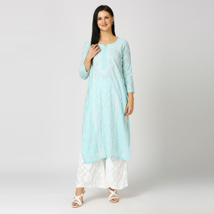 RAZIA MUSLIN CHIKANKARI KURTI