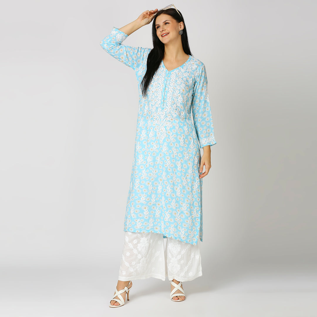 GAZALA MUL COTTON CHIKANKARI LONG KURTI