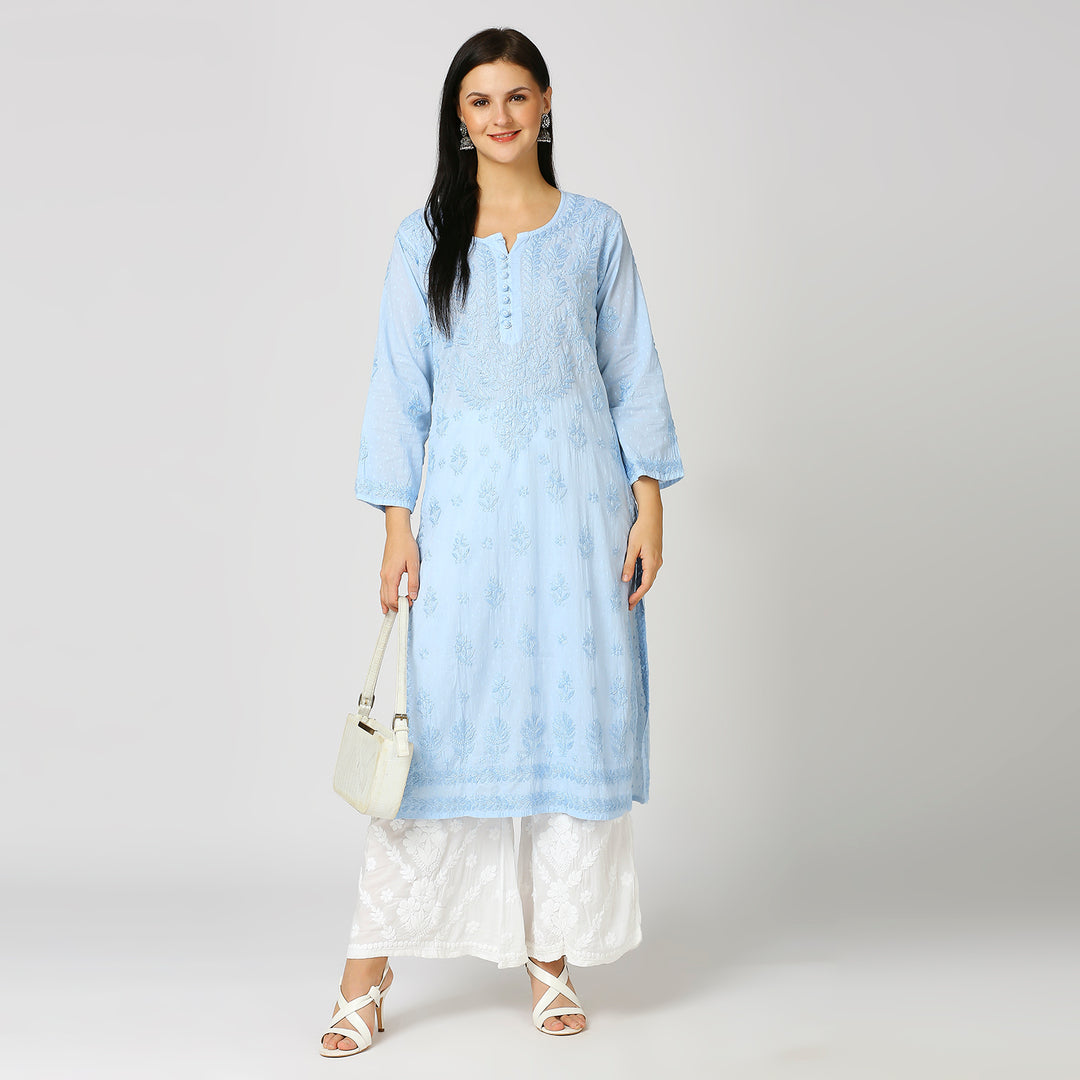 MAAHI DOBBY COTTON CHIKANKARI KURTI