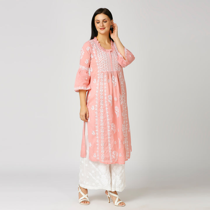 FARIA MUL COTTON CHIKANKARI NYRA KURTI