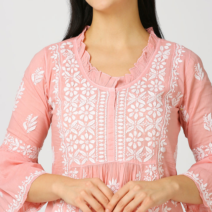 FARIA MUL COTTON CHIKANKARI NYRA KURTI