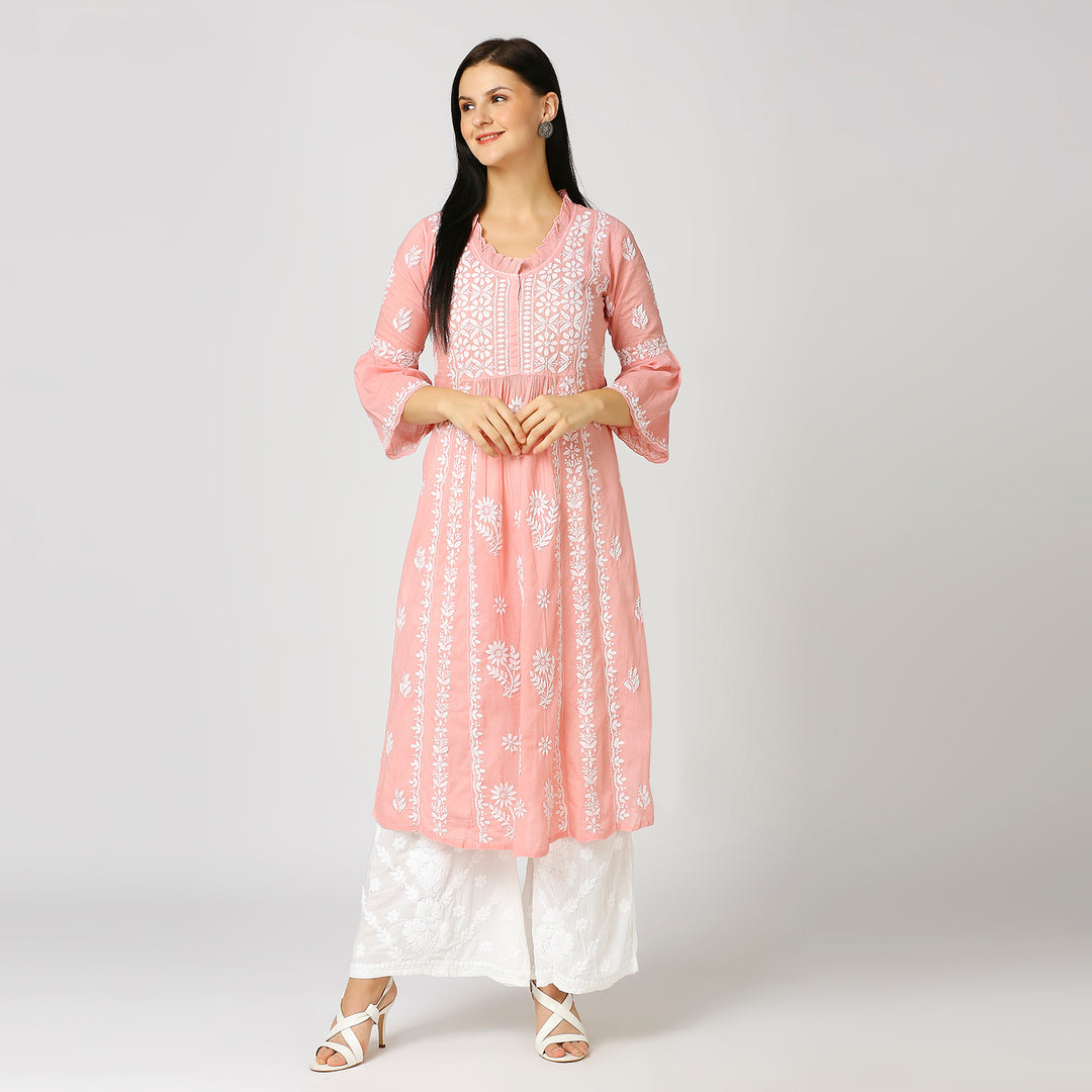 FARIA MUL COTTON CHIKANKARI NYRA KURTI