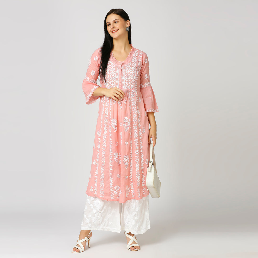 FARIA MUL COTTON CHIKANKARI NYRA KURTI