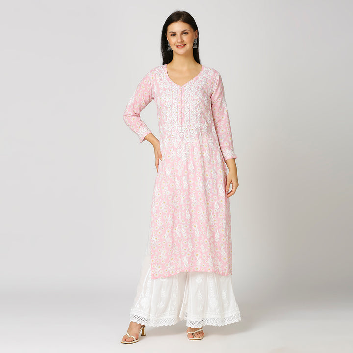 GAZALA MUL COTTON CHIKANKARI LONG KURTI