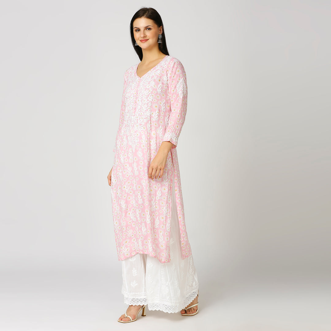 GAZALA MUL COTTON CHIKANKARI LONG KURTI