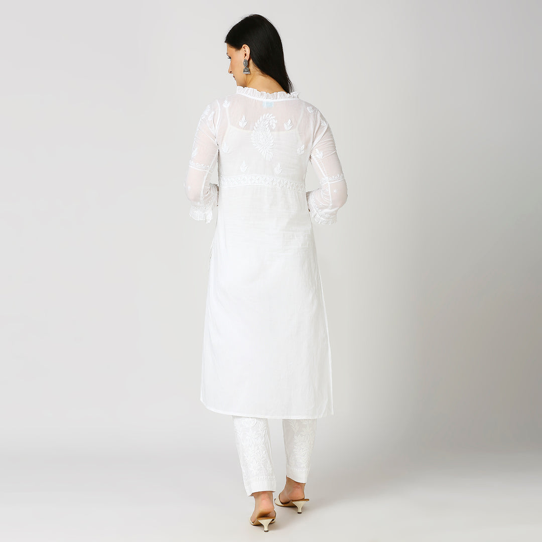 FARIA MUL COTTON CHIKANKARI NYRA KURTI