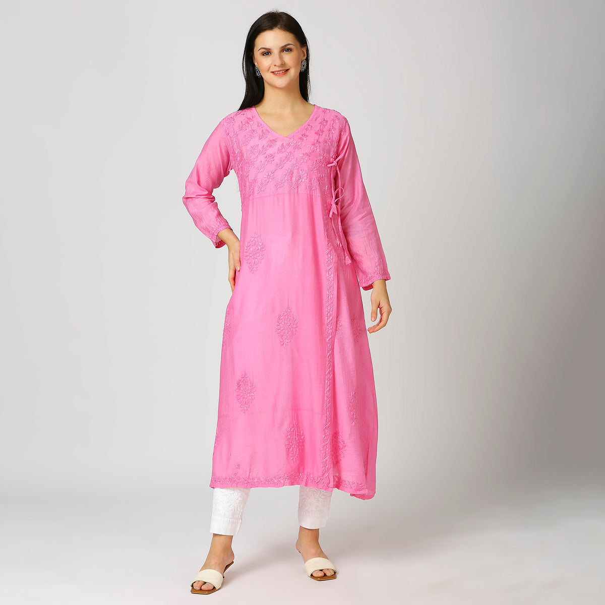 Ablah Chanderi Chikankari Angarkha