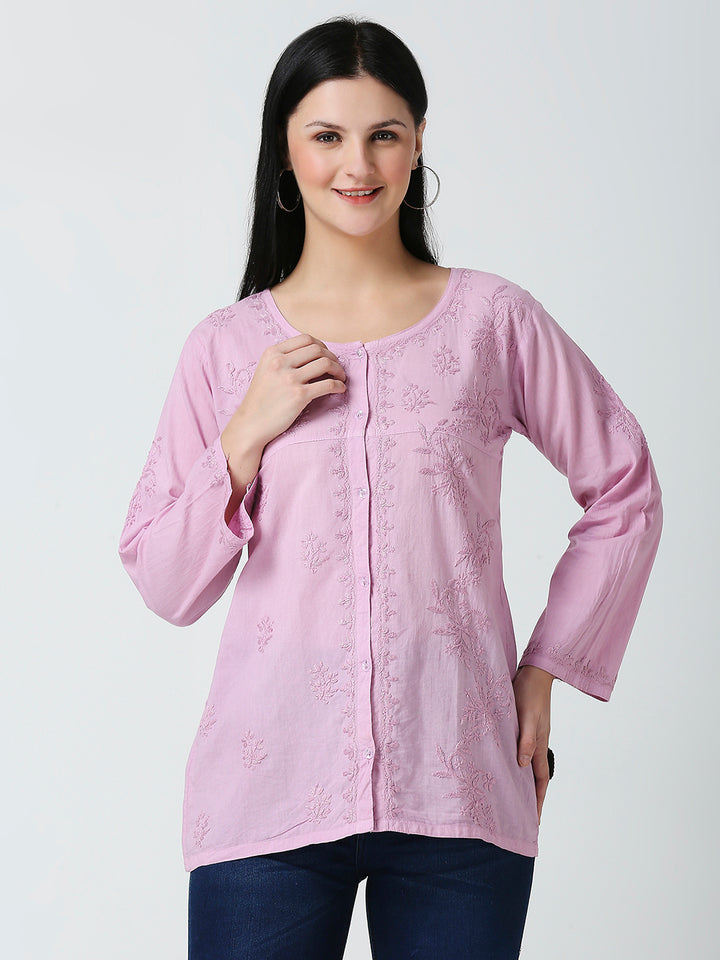 COTTON CHIKANKARI SHORT SHIRT