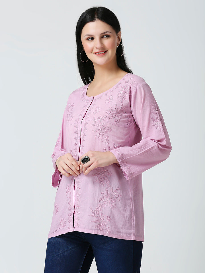 COTTON CHIKANKARI SHORT SHIRT