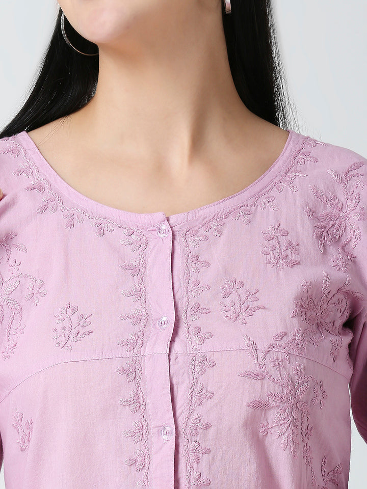 COTTON CHIKANKARI SHORT SHIRT