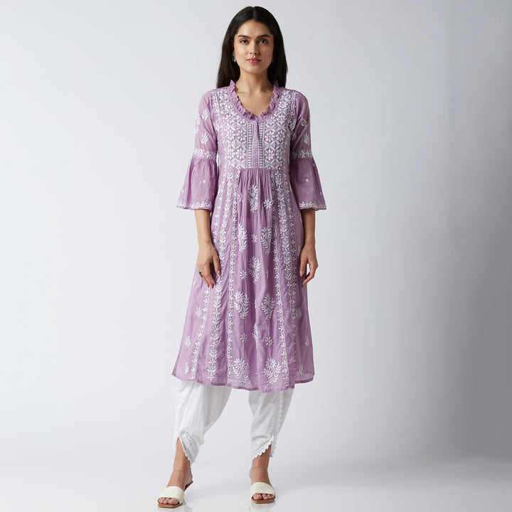 FARIA MUL COTTON CHIKANKARI NYRA KURTI