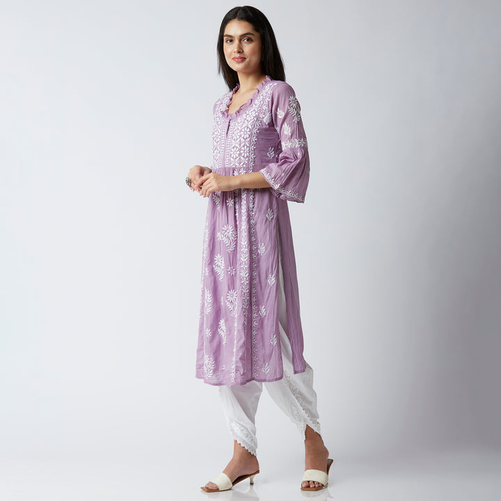 FARIA MUL COTTON CHIKANKARI NYRA KURTI