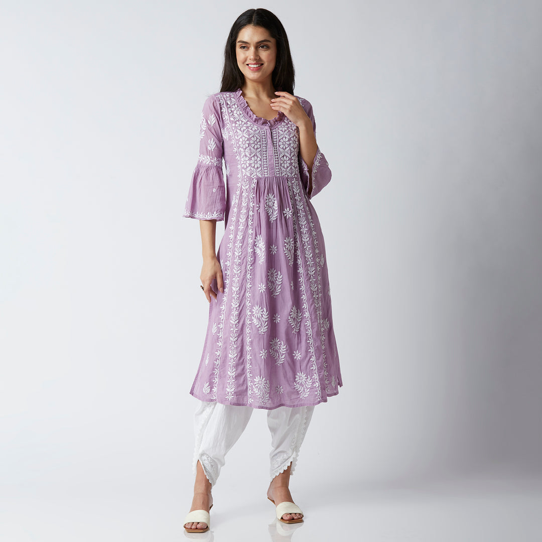 FARIA MUL COTTON CHIKANKARI NYRA KURTI