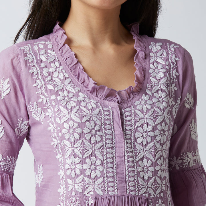 FARIA MUL COTTON CHIKANKARI NYRA KURTI