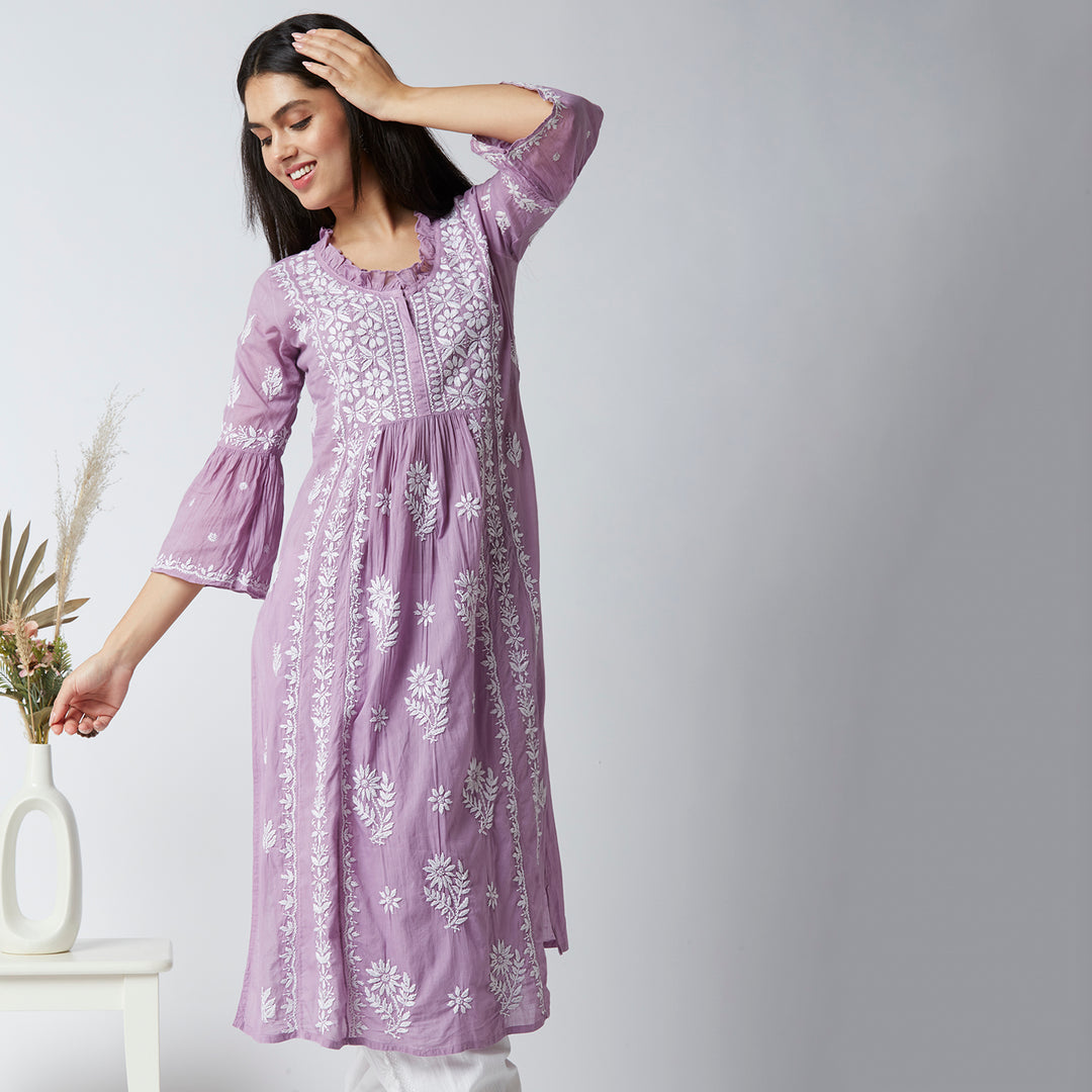 FARIA MUL COTTON CHIKANKARI NYRA KURTI