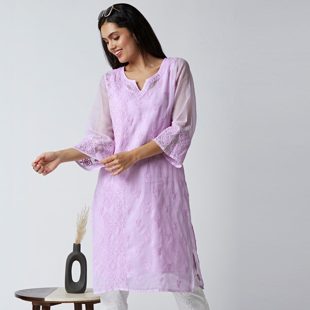 NAJMA KOTA DORIYA CHIKANKARI LONG KURTI