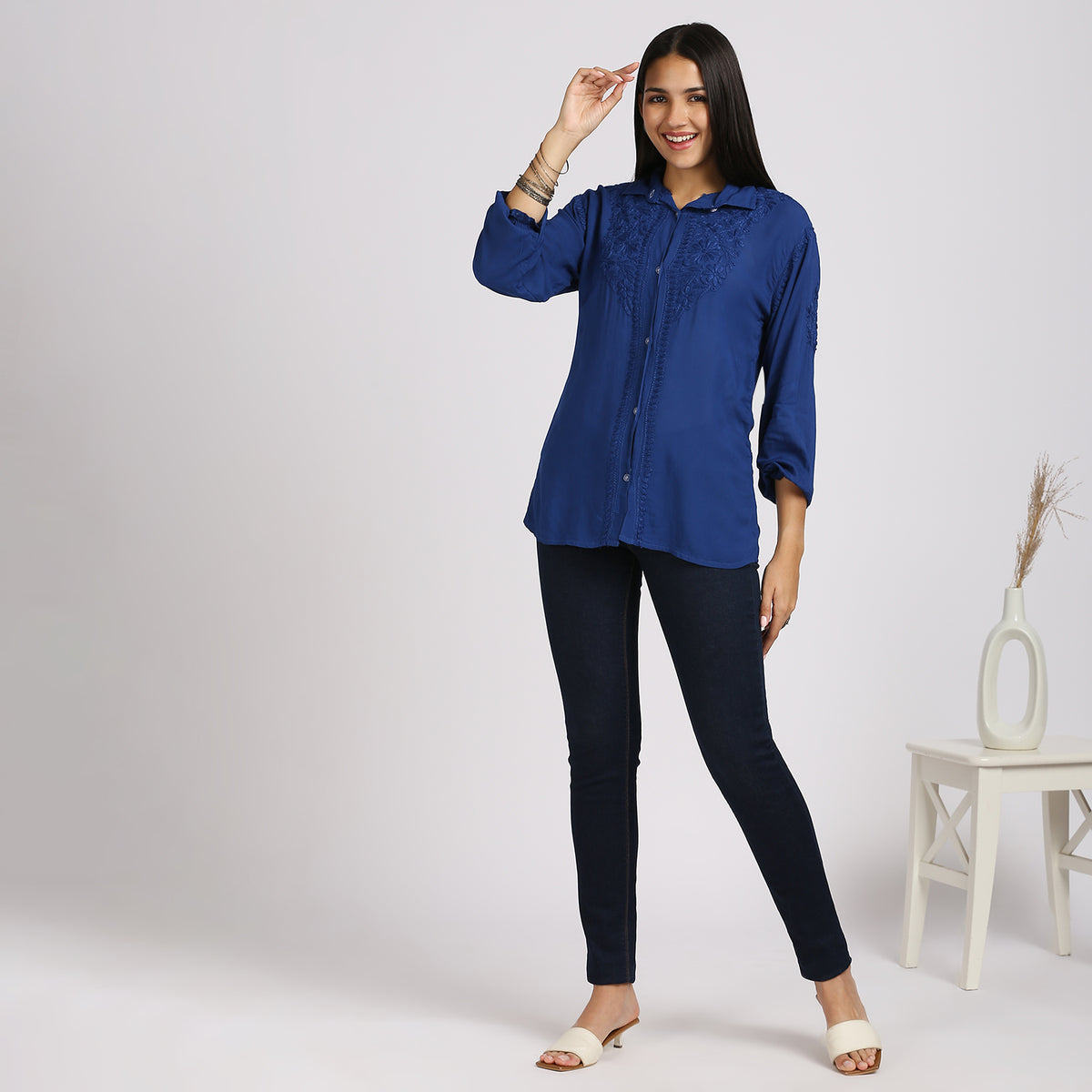 Jade Modal Chikankari Shirt