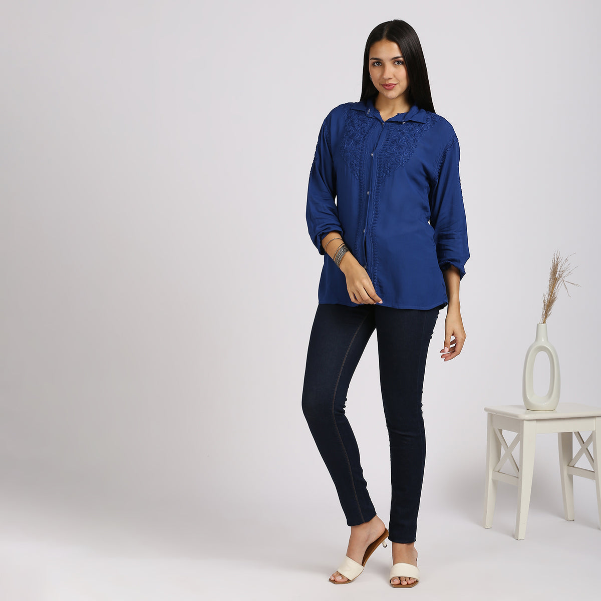 Jade Modal Chikankari Shirt
