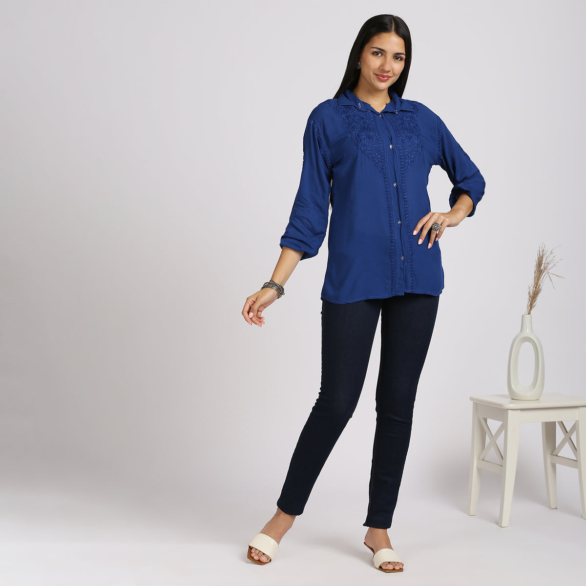 Jade Modal Chikankari Shirt