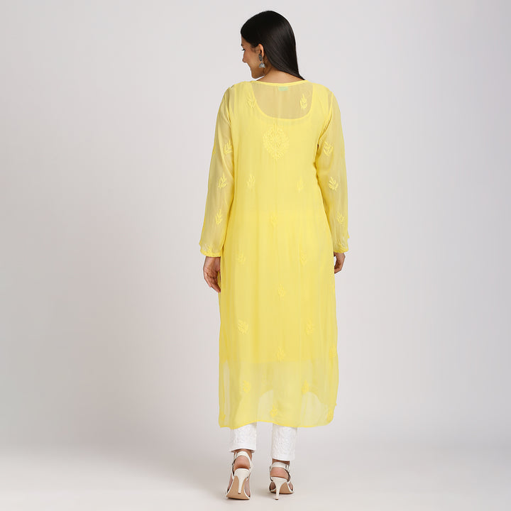 RAFIA VISCOSE CHIKANKARI LONG KURTI