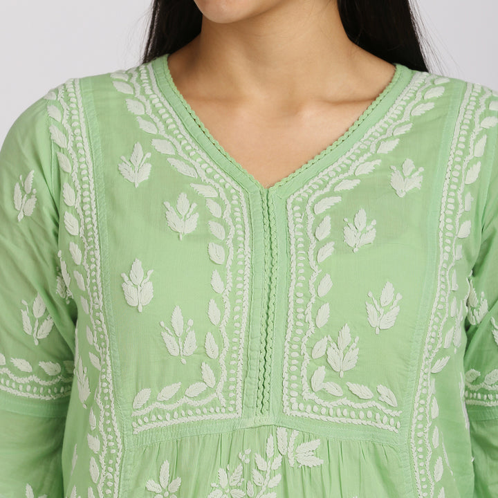 GHAZAL CHIKANKARI LONG KURTI