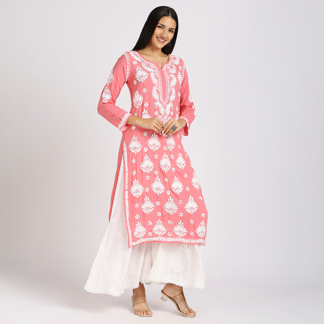 NABILA MODAL CHIKANKARI LONG KURTI