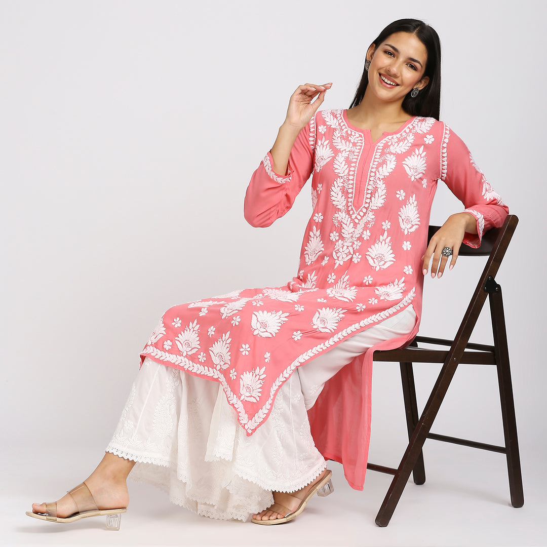 NABILA MODAL CHIKANKARI LONG KURTI