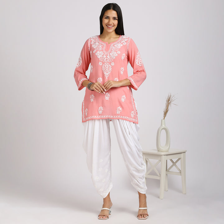 ZENIA MODAL CHIKANKARI  SHORT KURTI