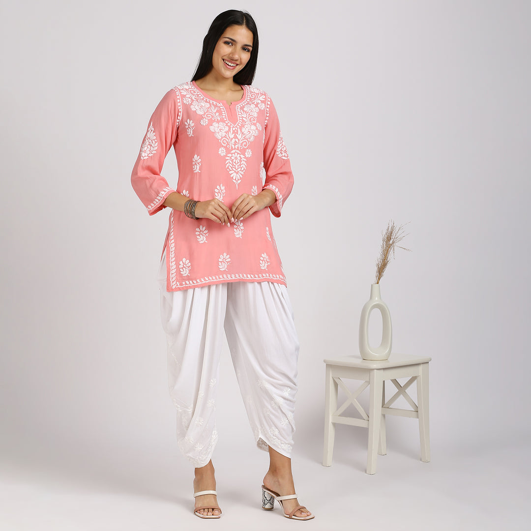 ZENIA MODAL CHIKANKARI  SHORT KURTI