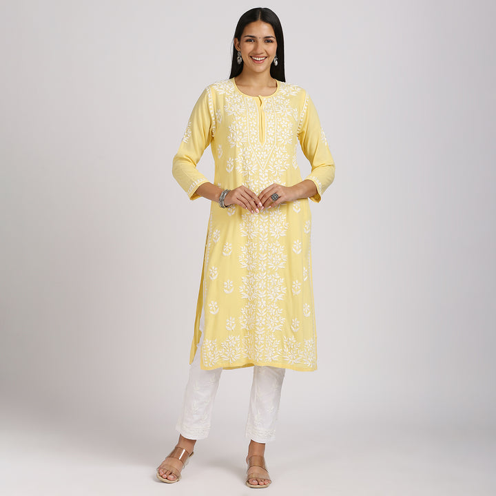 NASHIA RAYON CHIKANKARI LONG KURTI