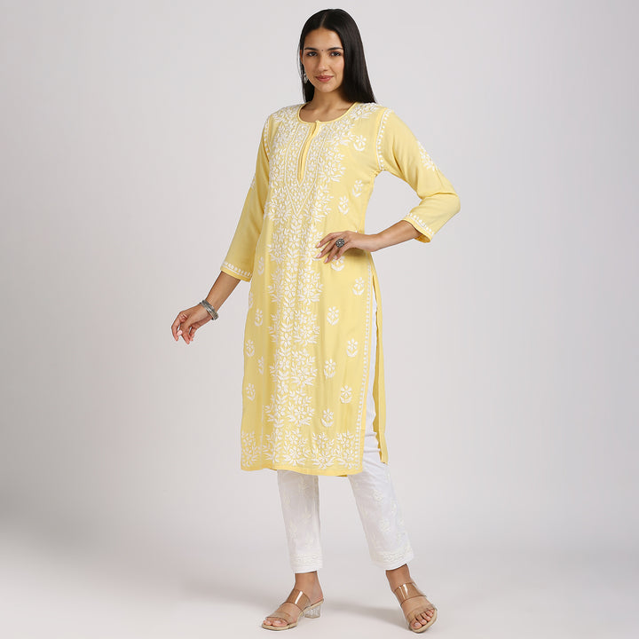 NASHIA RAYON CHIKANKARI LONG KURTI