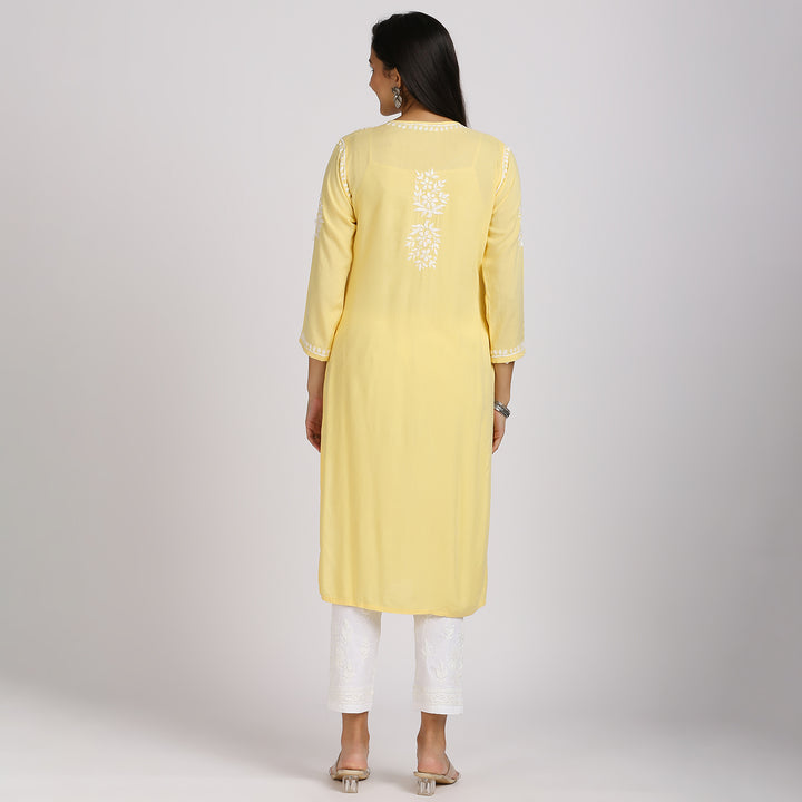 NASHIA RAYON CHIKANKARI LONG KURTI