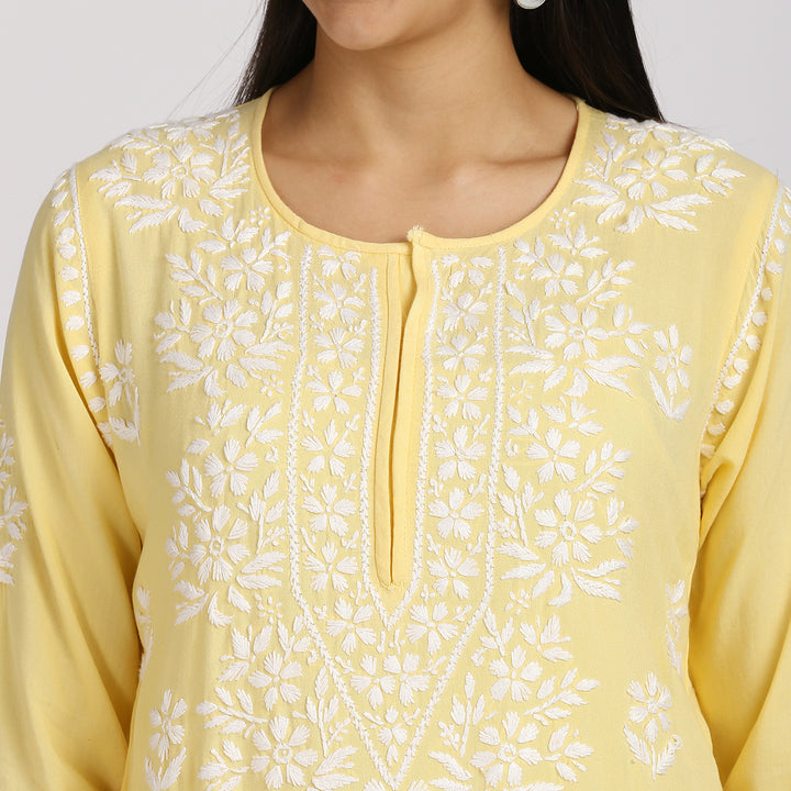 NASHIA RAYON CHIKANKARI LONG KURTI