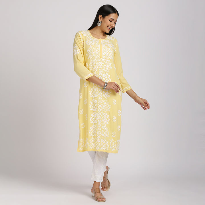 NASHIA RAYON CHIKANKARI LONG KURTI