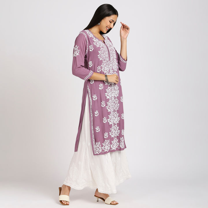 NASHIA RAYON CHIKANKARI LONG KURTI