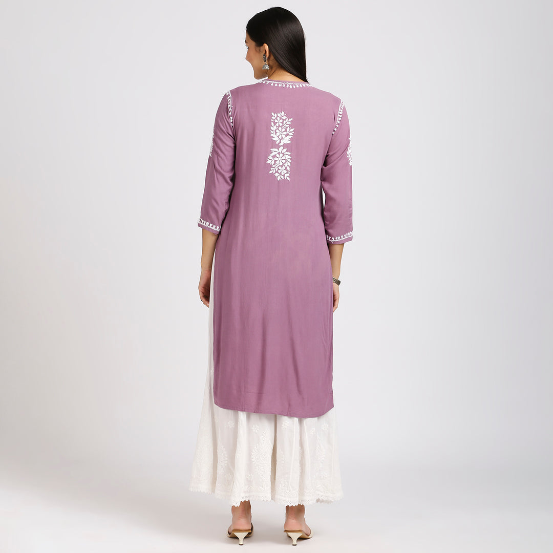 NASHIA RAYON CHIKANKARI LONG KURTI