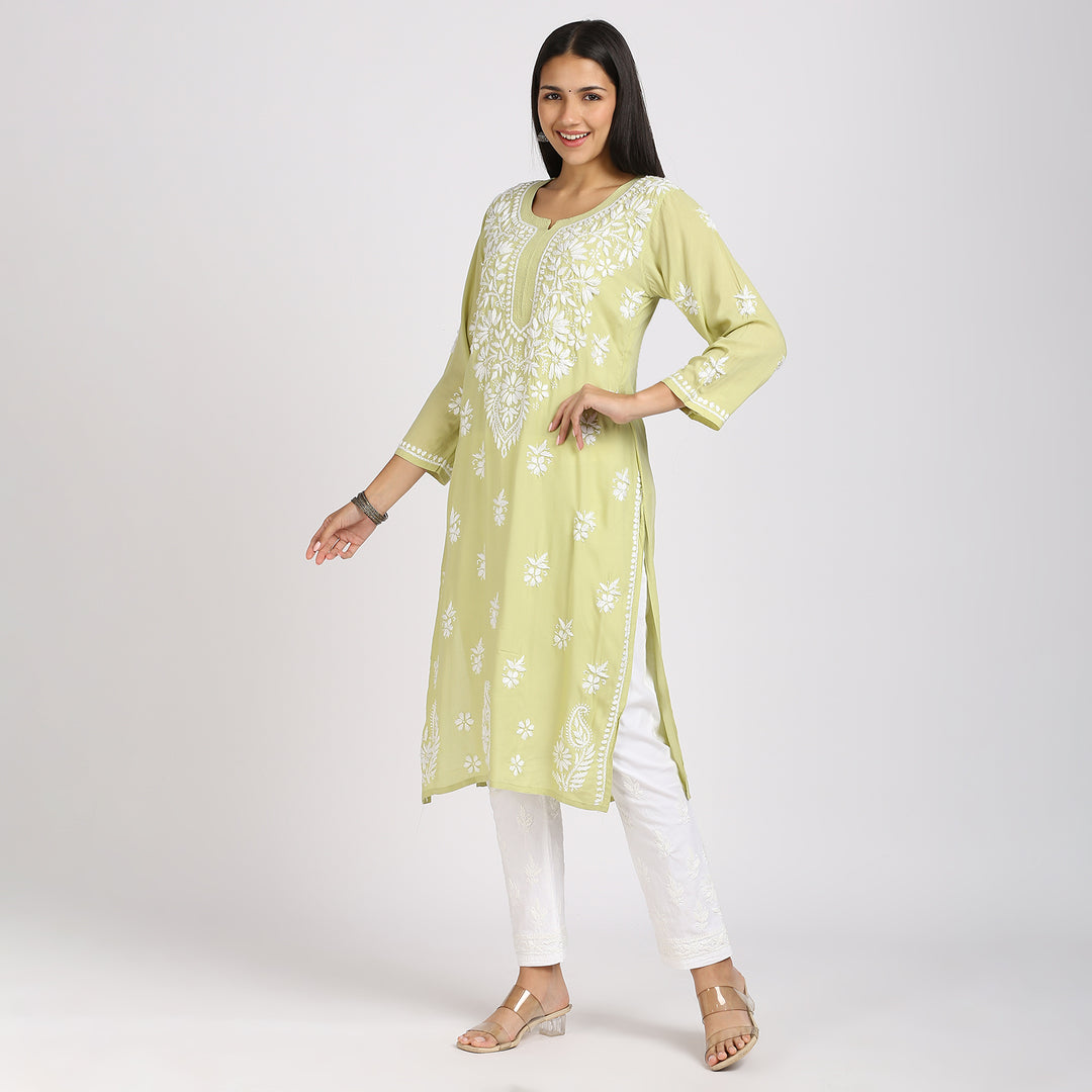 REHANA MODAL CHIKANKARI LONG KURTI