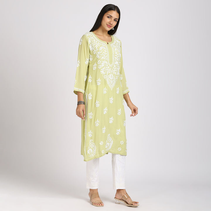 REHANA MODAL CHIKANKARI LONG KURTI