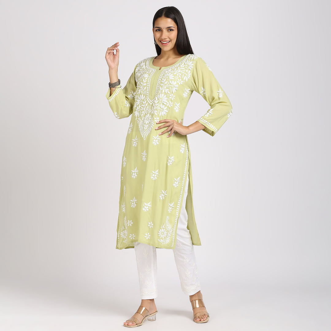 REHANA MODAL CHIKANKARI LONG KURTI