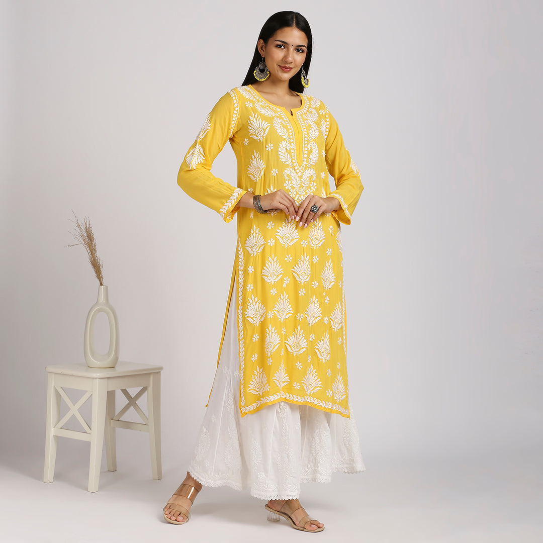 NABILA MODAL CHIKANKARI LONG KURTI