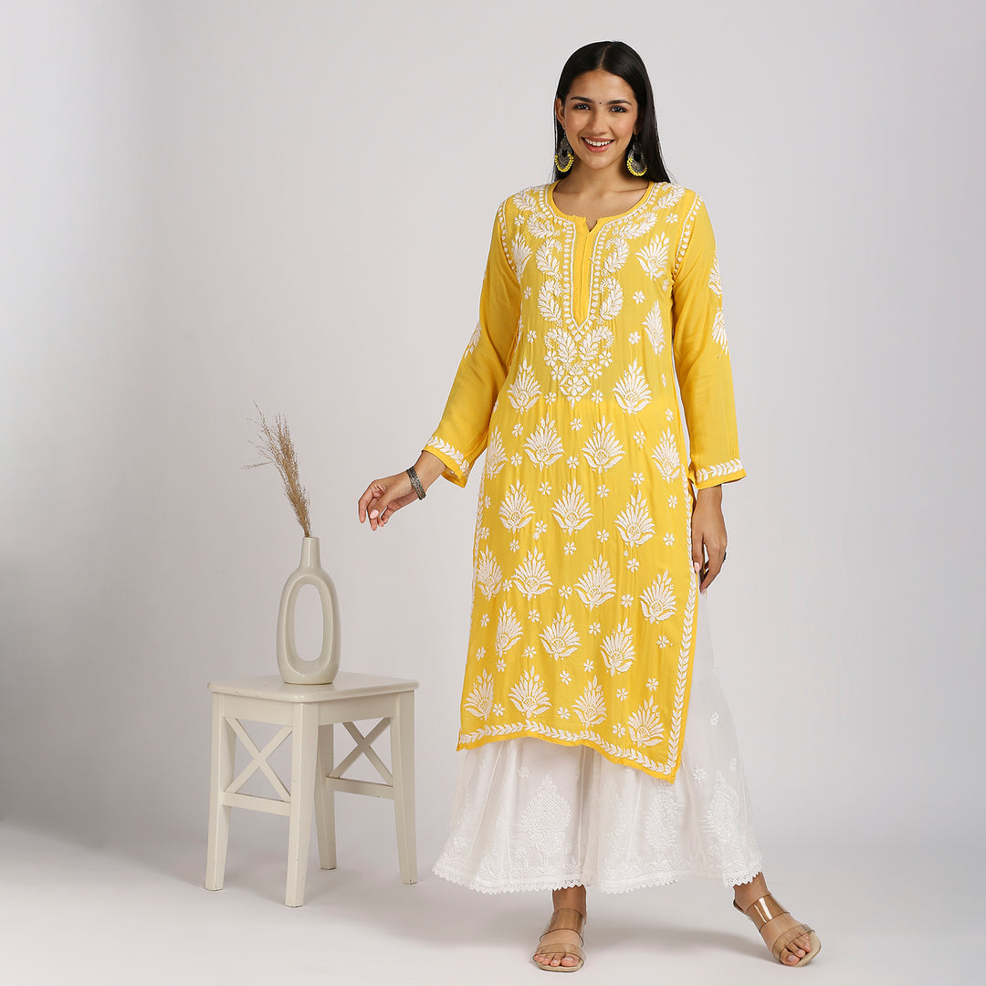 NABILA MODAL CHIKANKARI LONG KURTI