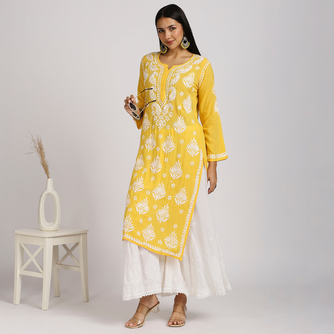 NABILA MODAL CHIKANKARI LONG KURTI