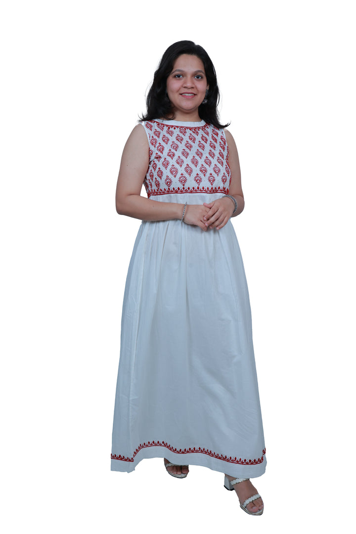 CHIKANKARI COTTON GOWN