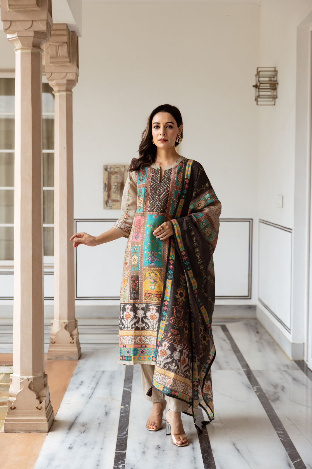 ISHANVI MUSLIN DRESS WITH DUPATTA