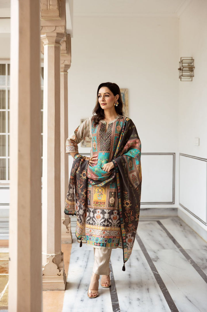 ISHANVI MUSLIN DRESS WITH DUPATTA