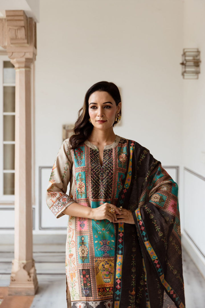 ISHANVI MUSLIN DRESS WITH DUPATTA